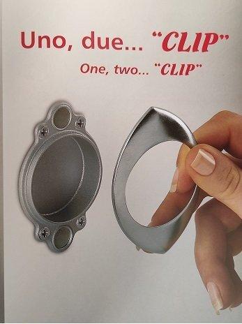 KIT MANIGLIA  INCASSO PER PORTA SCORREVOLE A LIBRO MANDELLI  CLIP 368 TL CON ANELLO