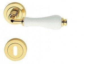 MANIGLIA PER PORTA LINEA CALI' DALIA ORO LUCIDO/PORCELLANA