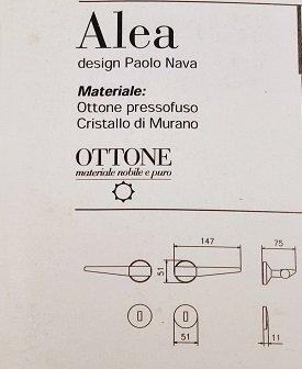 MANIGLIA MANDELLI ALEA 3001 ORO 24K/VETRO MURANO