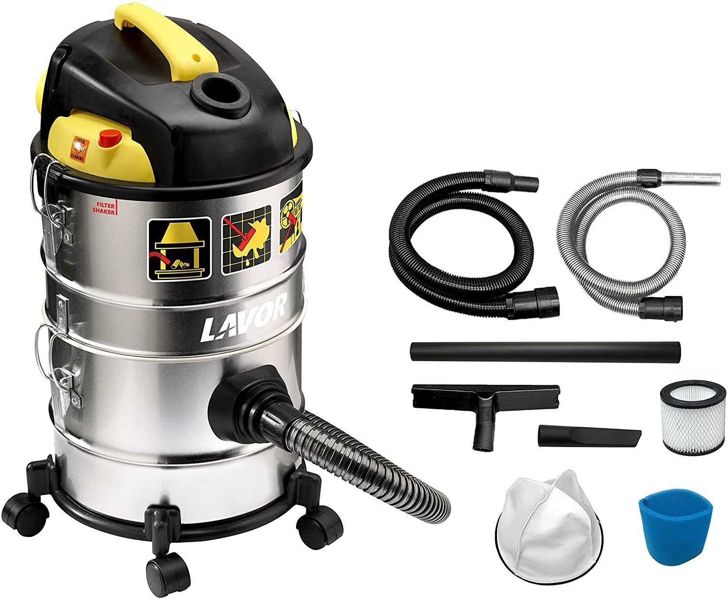 Lavor Ashley Kombo 4 in 1 Aspirapolvere, Aspiracenere, Aspiraliquidi, Soffiatore, Depressione max 180 mbar, 30 litri/secondo, 1200 Watt Max, Capacità Serbatoio 14+14 Litri, Multicolore