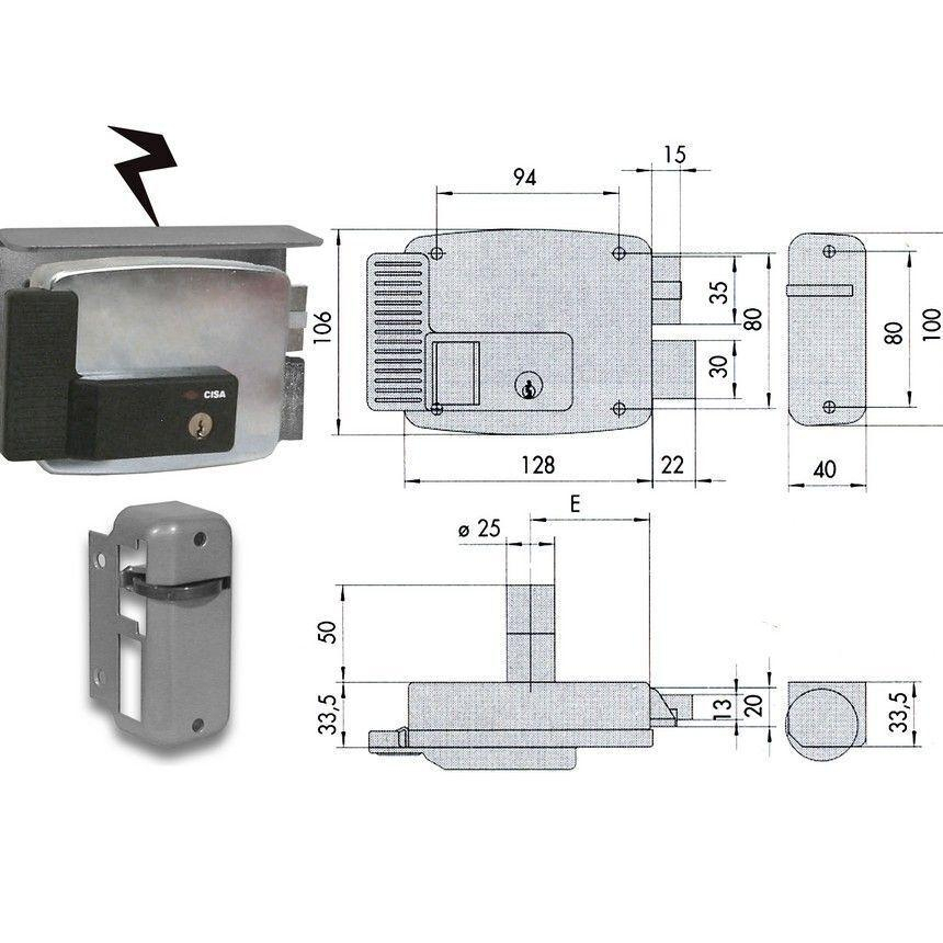 SERRATURA ELETTRICA PER CANCELLO SCROCCO + MANDATA  CISA ART. 11761