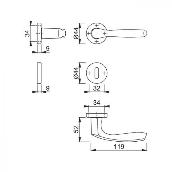 Maniglia per porta HOPPE MILANO in alluminio