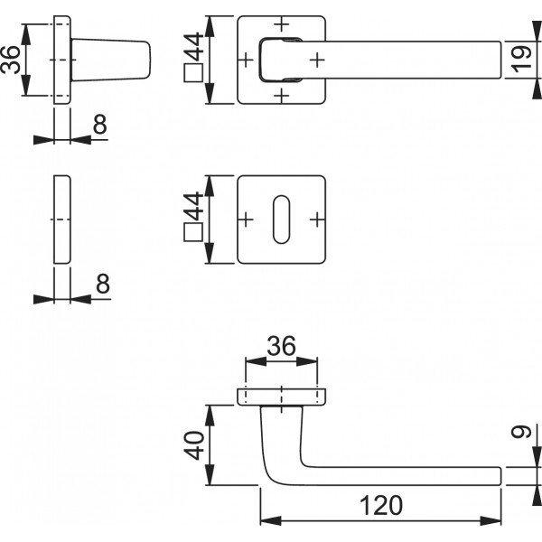 Maniglia per porte interne Hoppe DUBLIN in alluminio cromo satinato