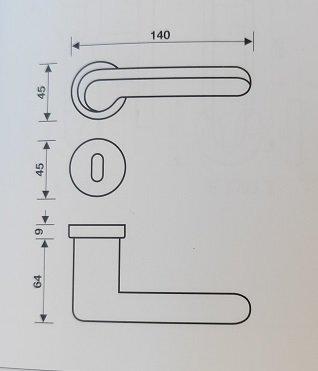 Maniglia per porta interna  FUSITAL serie TRE B cod. H 37 R8