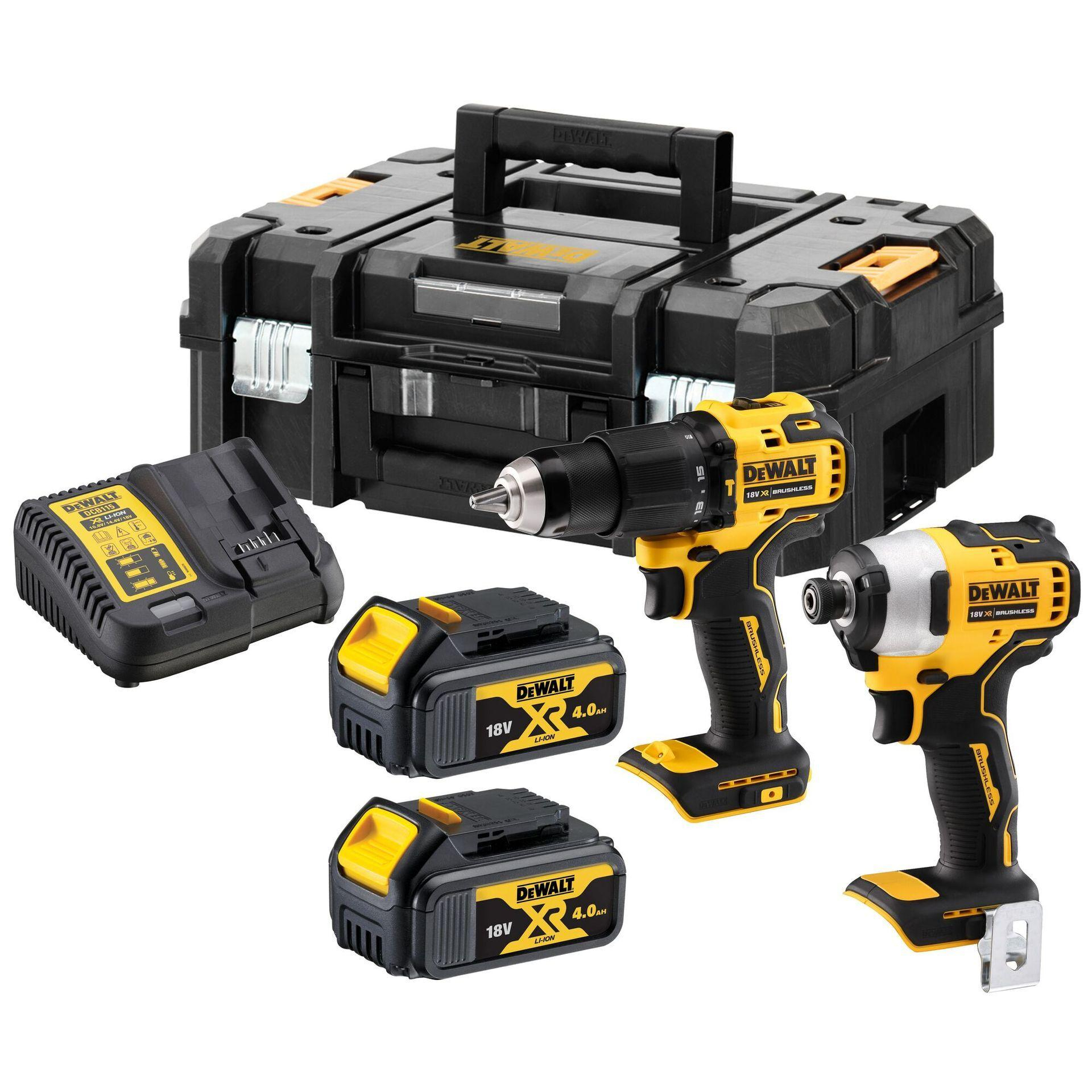 Kit DeWalt 18VXR brushless Trapano avvitatore con percusisone e Avvitatore ad impulsi 1/4" - 2 XR18V 4Ah