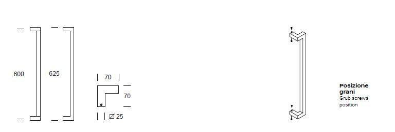 Maniglione singolo per portone REGUITTI Q25MS INOX 304 LACCATO NERO RAL9005