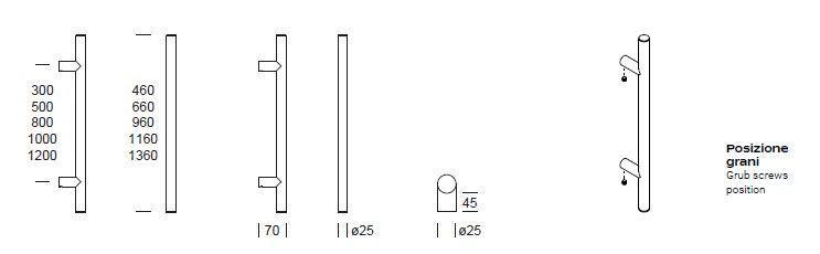 Maniglione DRITTO singolo per portone REGUITTI TYMAN D25MD INOX