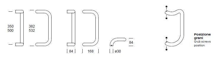 Maniglione ZANCATO singolo REGUITTI TYMAN 3BOMS D30 INOXSAT 316L