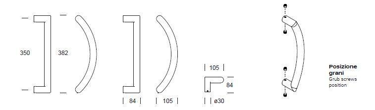 Maniglione ZANCATO singolo in acciaio inox REGUITTI TYMAN 3LOMSD30