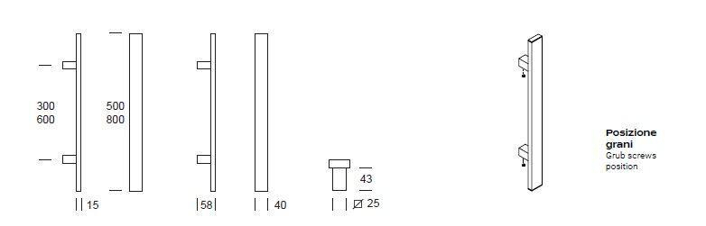 Maniglione DRITTO singolo in acciaio inox 316L REGUITTI TYMAN 615MD050