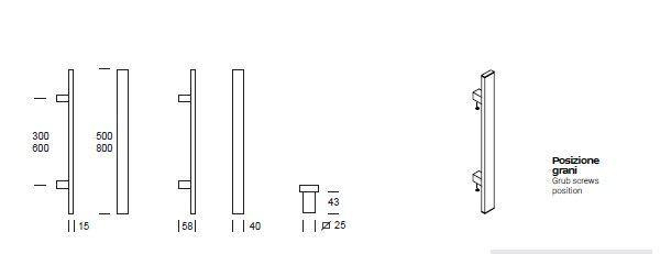 Maniglione ZANCATO singolo in acciaio inox 316L REGUITTI TYMAN 615MS050
