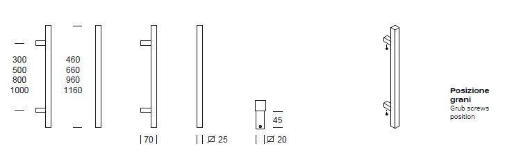 Maniglione  dritto singolo per portone REGUITTI TYMAN 3Q5MD INOX SAT 316L