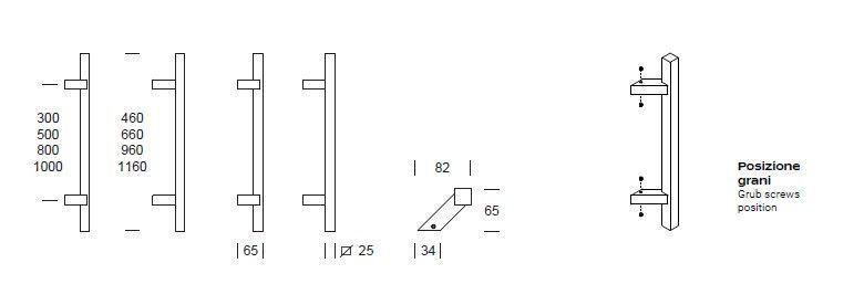 Maniglione zancato singolo per portone REGUITTI TYMAN 3Q5MS INOX316L
