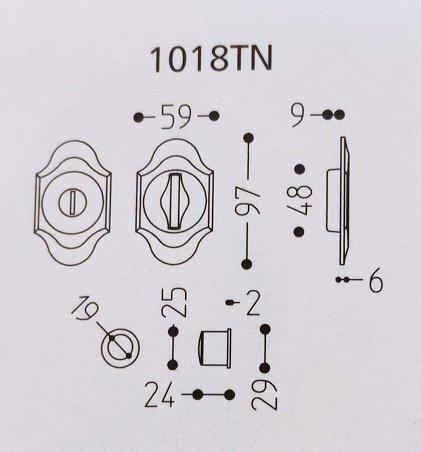 KIT MANIGLIA INCASSO PER PORTA SCORREVOLE MANDELLI CLIP 1018TN CON NOTTOLINO BAGNO