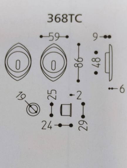 KIT MANIGLIA INCASSO PER PORTA SCORREVOLE MANDELLI CLIP 368 TC CON FORO CHIAVE