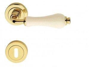 MANIGLIA PER PORTA LINEA CALI' DALIA ORO LUCIDO/PORCELLANA