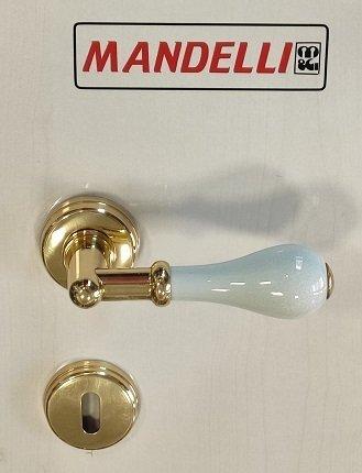 MANIGLIA PER PORTA MANDELLI OPALE  621 R8 ORO/VERDE