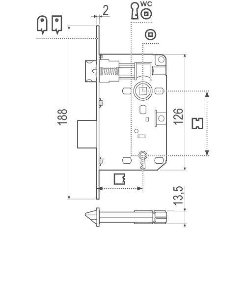 SERRATURA PORTA INTERNA PATENT PICCOLA
