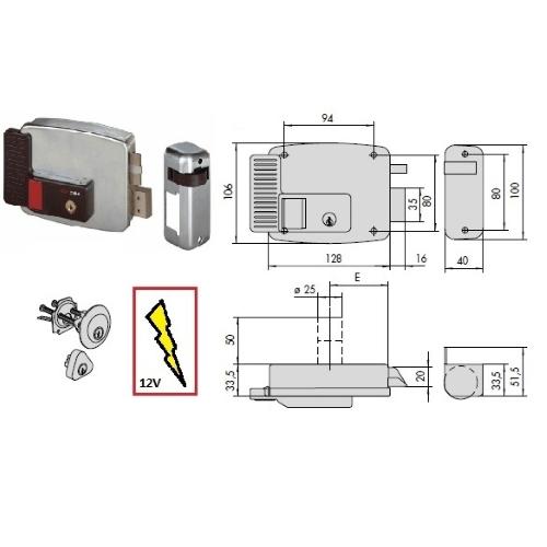 SERRATURA ELETTRICA PER LEGNO SCROCCO + MANDATA  CISA ART. 11670