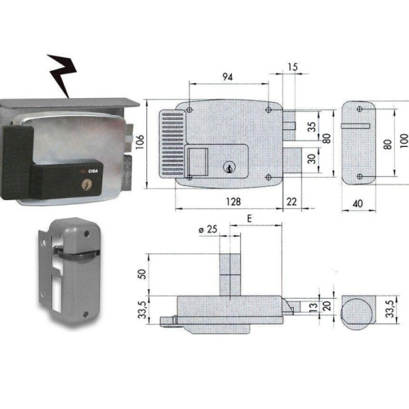 SERRATURA ELETTRICA PER CANCELLO SCROCCO + MANDATA  CISA ART. 11761
