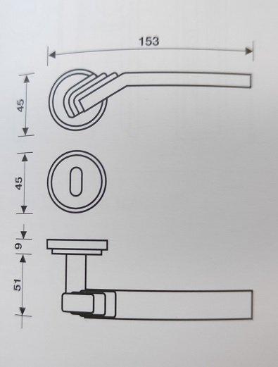 Maniglia per porte interne FUSITAL  serie QUATTRO S cod. H 38 R8 ottone