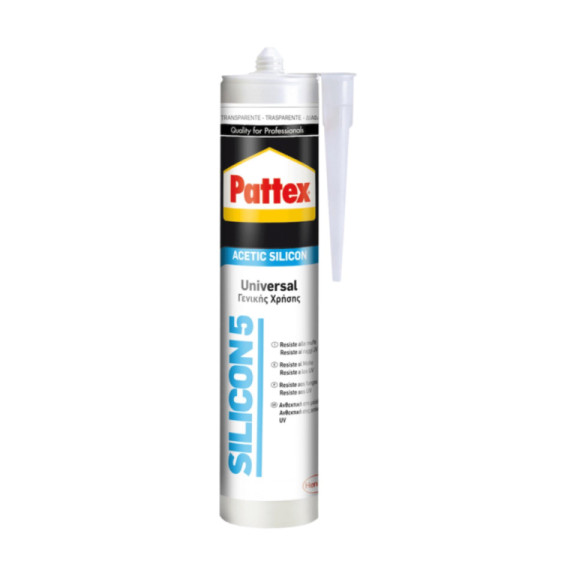 Pattex Silicon 5  -  Silicone Acetico Trasparente 25PZ