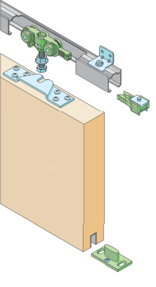 SISTEMA SCORREVOLE PER PORTE DA INTERNO FISSAGGIO A PARETE E SOFFITTO 70KG SISCO SISTEM KIT0117