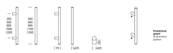Maniglione DRITTO singolo per portone REGUITTI TYMAN D25MD INOX