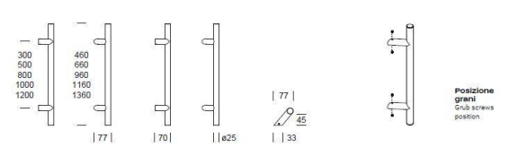 Maniglione ZANCATO singolo per portone REGUITTI TYMAN D25MS INOX
