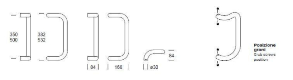 Maniglione ZANCATO singolo REGUITTI TYMAN 3BOMS D30 INOXSAT 316L