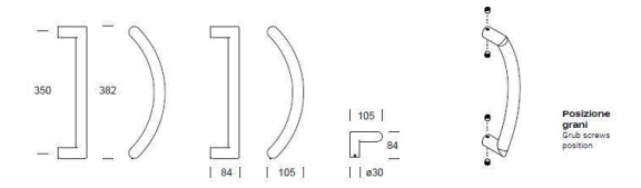 Maniglione ZANCATO singolo in acciaio inox REGUITTI TYMAN 3LOMSD30