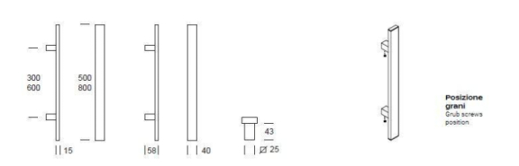 Maniglione DRITTO singolo in acciaio inox 316L REGUITTI TYMAN 615MD050