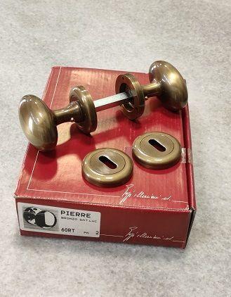 Coppia pomolo girevole per porta POGGI&MARIANI PIERRE 60RT BRONZO SATINATO LUCIDO