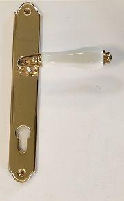 Maniglia su placca foro YALE per porta BECCHETTI BAL GABRIEL BLANC art. 93 oro /porcellana