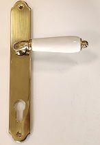 Maniglia con placca YALE per porta, BECCHETTI BAL BLANC mod. RAPHAEL 90 oro/procellana
